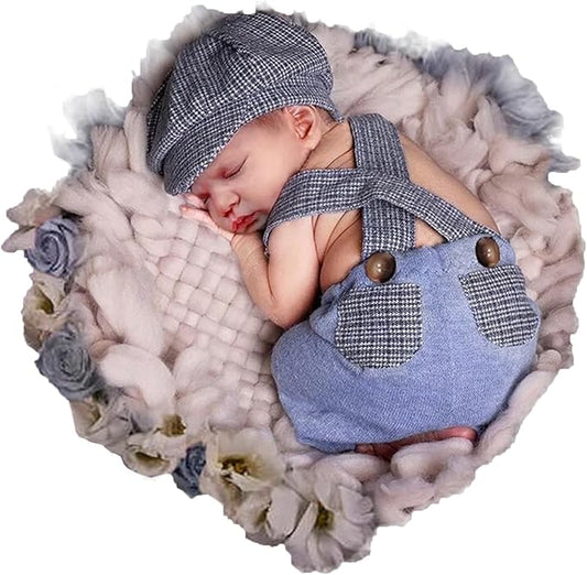 Holibeat Newborn Boy Photography Props Baby Boy Photo Shoot Outfits Infant Gentleman Romper Suits with Hat