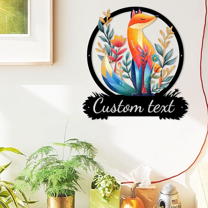 Metal Signs Customized, Fox Wall Art for Bedroom/Living Room/Kids’ Nursery/Bathroom/Home Decor