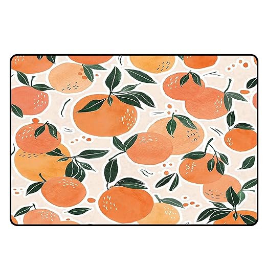 Fruit Orange Rug Tangerine Area Rugs for Bedroom Dorm Living Room Citrus Throw Rug Floor Mat Pad Doormat Carpet, 5' x 7'(150 x 210cm)