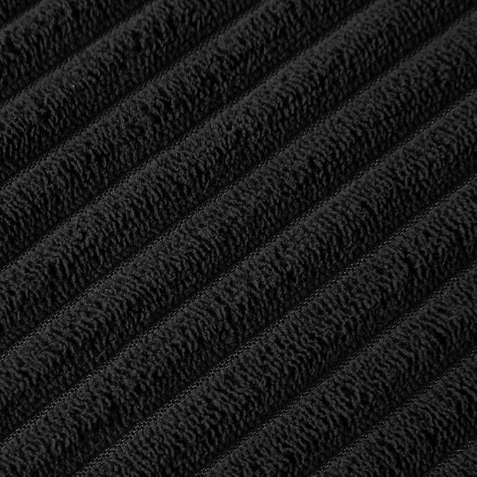Fancy Homi Pack of 2 Black 20x20 Inch Decorative Throw Pillow Covers with Pom-poms, Soft Corduroy Solid Square Cushion Cases Set for Couch Living Room Bedroom Sofa Car 50 x 50 cm