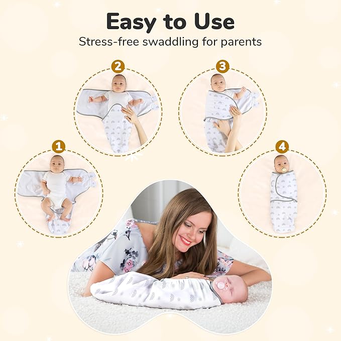 Mama Cheetah Baby Swaddle Sack 3-6 Month, Organic Cotton Swaddling Sleep Sack, Swaddles for Boy Girl, 3-Pack, Grey