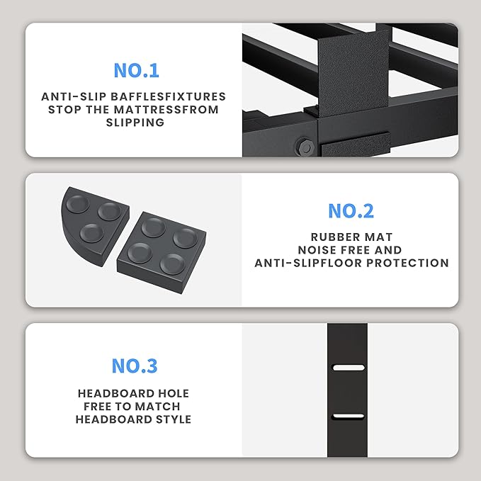 12 Inch Twin XL Bed Frame, 3500Lbs Heavy Duty Metal Platform with Round Corner Legs Mattress Slide Stopper, Steel Slat Support No Box Spring Needed, Noise Free, Non-Slip, Easy Assembly