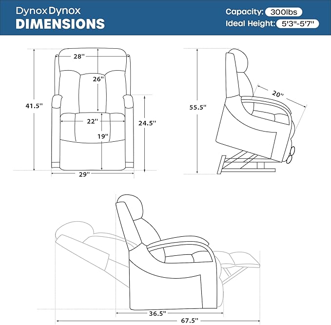 DYNOX Small Lift Chair Recliner with Heat and Massage, Dual Motor Power Lift Sofa for Elderly,Infinite Adjust for Back and Footrest,Side Pocket(9185,Genuine Leather,Camel