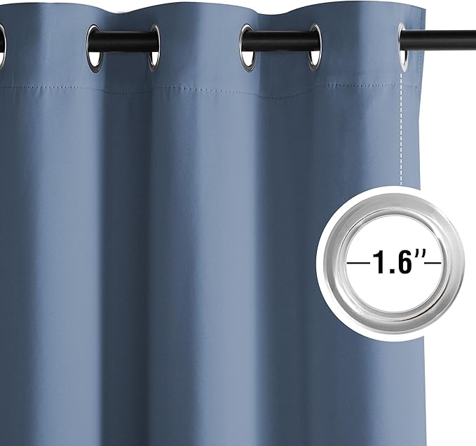 NICETOWN Stone Blue Blackout Curtains 102 inch Long, Thermal Insulated Grommet Privacy Energy Saving Shades for Bedroom, Living Room, Bathroom, Laundry, Patio, Closet, 2 Panels, W52 x L102