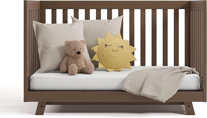 Storkcraft Beckett 3-in-1 Convertible Crib (Hazelnut) – GREENGUARD Gold Certified, Fits Standard Crib Mattress, Converts to Toddler Bed and Daybed, 4 Adjustable Mattress Heights, Grow-with-Me Design