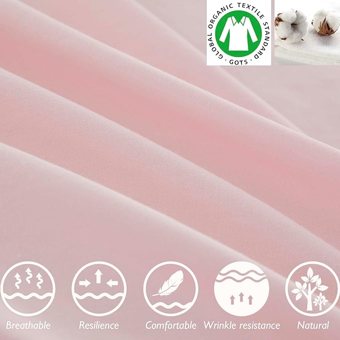 Brandream Kid's Duvet Cover Twin/Twin XL Size,100% Organic Cotton 2pcs Girl Bedding Duvet Cover Set, Ruffled Fringe Solid Color Breathable Soft with Zipper Closure & Corner Ties(Pink)