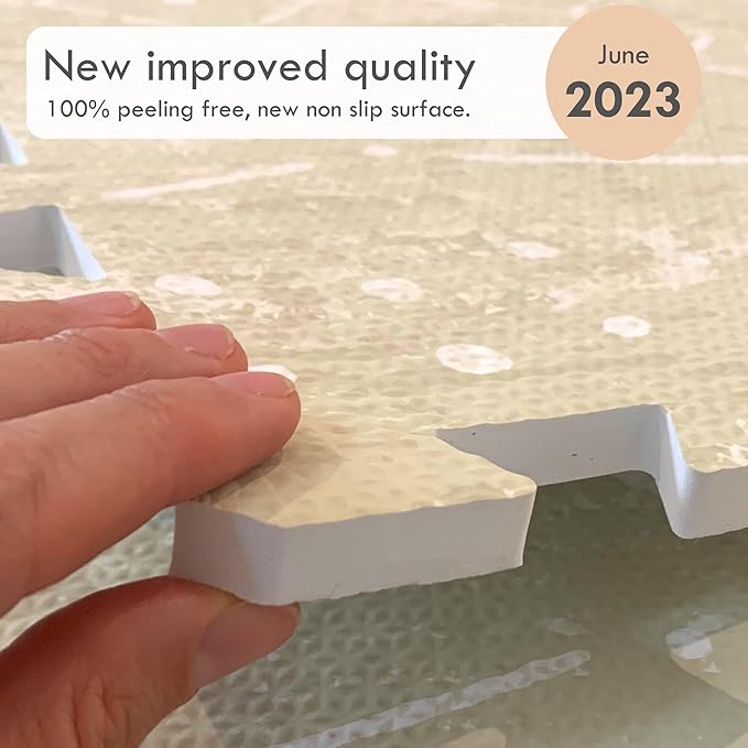 Lillefolk Baby Play Mat for Floor – 4x6ft Beige | Soft Non Toxic Premium EVA Foam Tiles for Tummy Time, Crawling & Playroom – Waterproof Interlocking Floor Mat for Babies & Toddlers (6 Tiles)