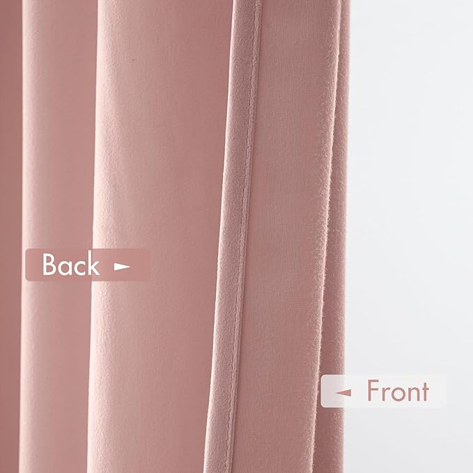 MIULEE Baby Pink Velvet Curtains Thermal Insulated Blackout Curtain Drapes for Bedroom Living Room Darkening 90 Inches Long Curtains Panels Rod Pocket Set of 2