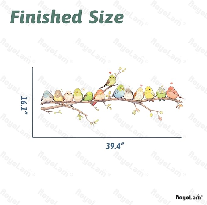 Cartoon Lovely Birds on The Branch Wall Stickers Nursery Wall Decals for Kid Removable Peel and Stick Wall Art Home Decor Decoration for Classroom Preschool Living Room Bedroom Bathroom
