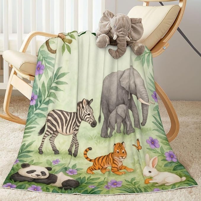 Ship Next Day Personalized Baby Blanket for Kids, Custom Baby Blanket with Name, Super Soft Flannel Blankets, Custom Animals Blankets Baby Gifts for Christmas.