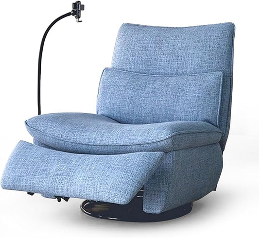Nouhaus Swivel Nursery Recliner Glider, Oversized Electric Rocker Recliner Chair with USB & Type-C Port, Wireless Charger Phone Holder, Reclining Rocking Chair for Nursery (Snooze Modern, Sky Blue)