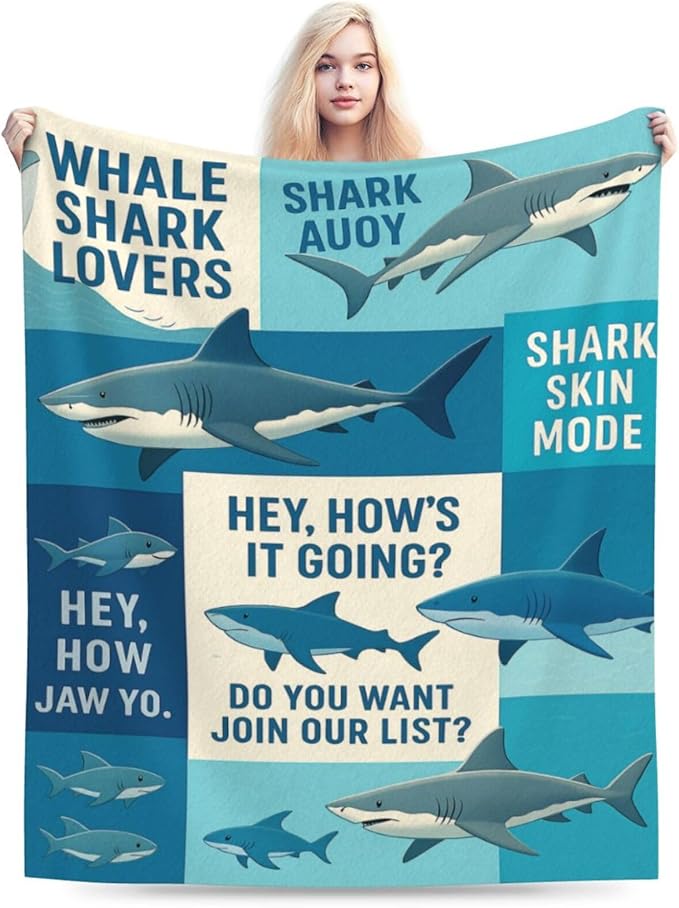Shark Fleece Throw Blanket Fuzzy Plush Super Soft Cozy Warm Stuff Bedding Ocean Animal Blanket Gifts for Whale Shark Lover Boys Girls Kids Adult Men Women 40"X50"