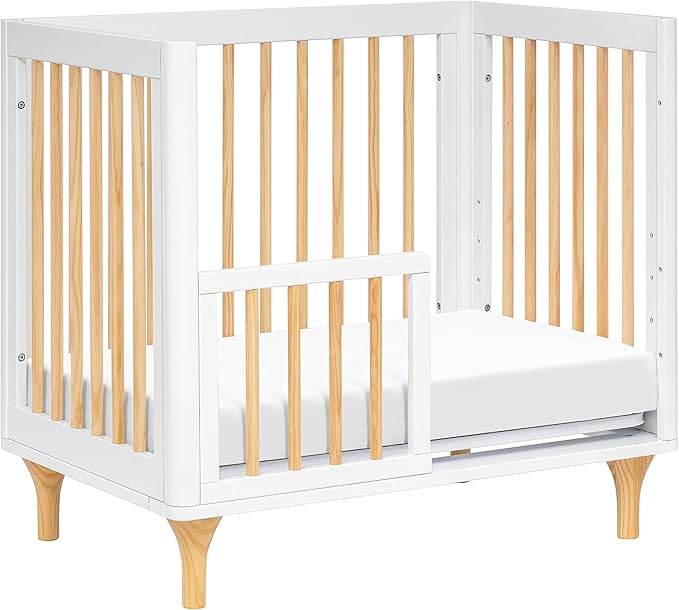 Babyletto Lolly 4-in-1 Mini Crib Convertible to Mini Wooden Toddler Bed, Daybed & Twin-Size Bed - GREENGUARD Gold Certified - Made of 100% Solid Wood - Includes Toddler Conversion Kit - Washed Natural