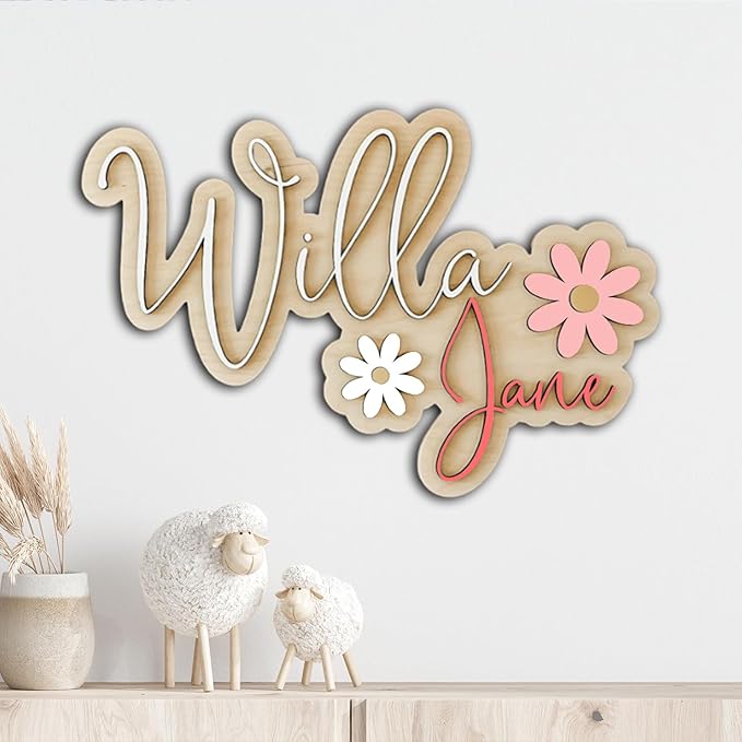 Personalized Daisy Name Sign, Nursery Name Sign, Daisy Nursery Decor, Name Sign for Girl, Custom Wood Name Sign, Floral Nursery Decor, Baby Name Sign, Wooden name signs for nursery gift