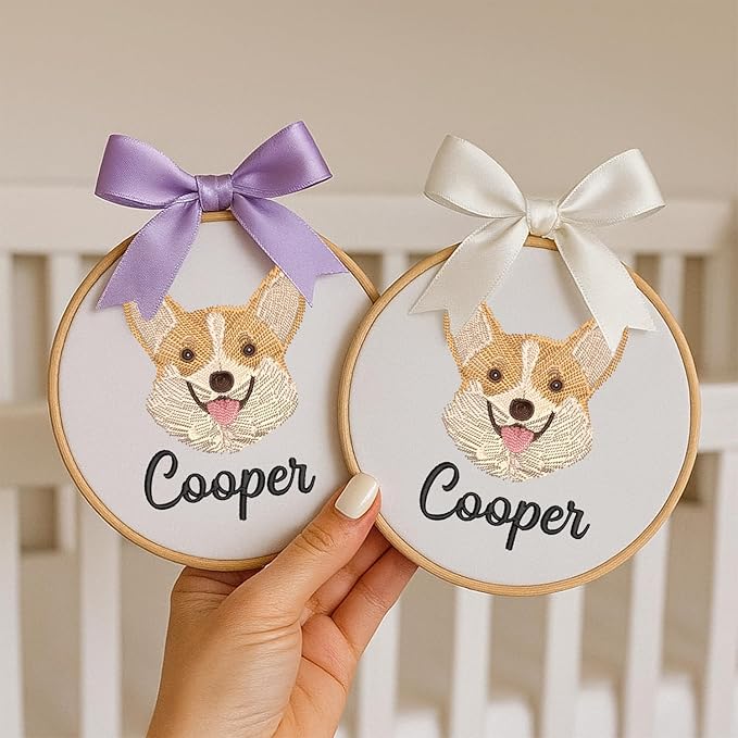 Personalized Baby Name Sign Welcome Baby Announcement Sign Newborn Baby Embroidery Hoop with Bows Baby Hospital Name Sign Custom Infant Baby Name Baby Shower Gifts (10)