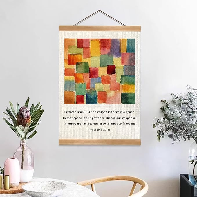 Inspirational Wall Art Poster ,Viktor Frankl Quote Print Linen Canvas Poster with Abstract Watercolor Design, Positive Psychology Decor for Office, Home, Therapy Room or Study 12x16In(Viktor frankl)