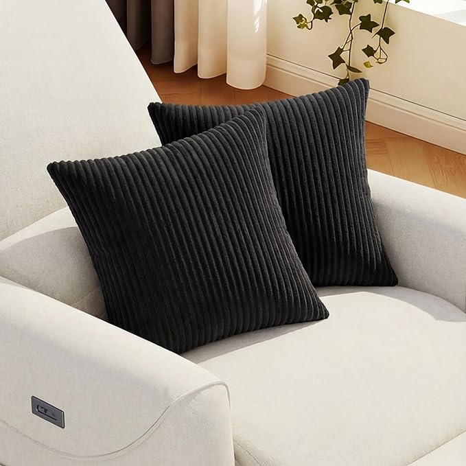 KINGYES Small Pillows Set of 2 for Sofa, Dark Black