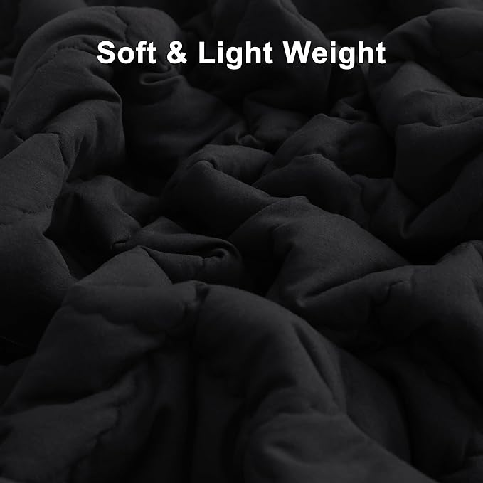 BEDSUM 100% Brushed Microfiber Down Alternative Toddler Comforter, Ultra Soft Lightweight and Warm Breathable Crib Quilted Blanket for Nursery Stroller Bed, 39x47 Inches, Black