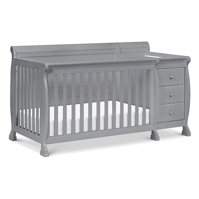 DaVinci Kalani 4-in-1 Convertible Baby Crib & Changing Table Combo - GREENGUARD Gold Certified - Toddler Bed, Daybed, Full-Size Bed Conversion - 4 Adjustable Mattress Heights - Gray