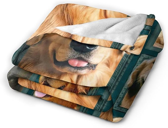 Golden Retriever Blanket Gifts and Decor - Cute Dog Throw for Girls, Women, Kids, Adults - Soft Warm Cozy Fleece for Couch, Sofa, Bed 60"x50"
