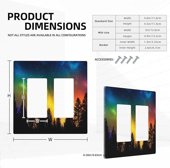 Outlet Covers Colorful Starry Sky Black Forest Aurora 2 Gang Light Switch Cover Plate Double Rocker Switch plate Covers Decorative Wall Plates Electrical GFCI Receptacle for Home Decor