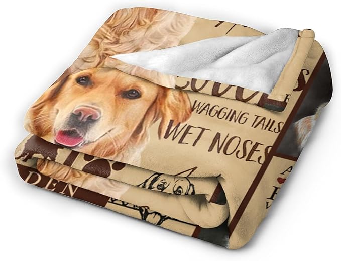 Jerkboo Golden Retriever 80"x60" Soft Warm Flannel Throw Blanket for Home, Camping, Travel