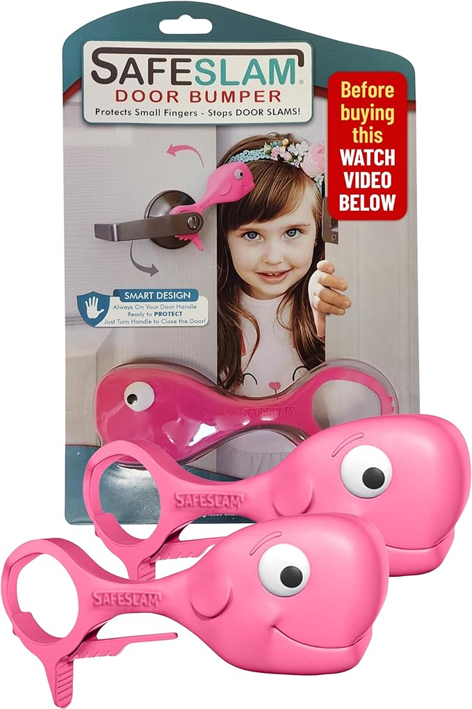 Baby Proofing Door Stopper, Door Pinch Guards Protect Child Fingers & PET Tails. Baby Safety Finger Protectors Prevent Pinch Injuries – Kids and Adults Love Whale Pinch Guard(Pink Pack of 2)