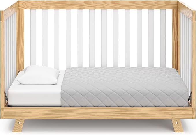 Storkcraft Beckett Convertible Crib (Natural with White Slats) – Converts from Baby Crib to Toddler Bed and Daybed, Fits Standard Full-Size Crib Mattress, Adjustable Mattress Support Base