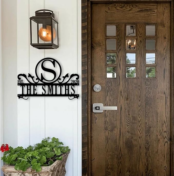 Custom Metal Sign, Last Name Signs for Home, Split Letter Monogram Wall Art, Personalized Wedding/Anniversary/Housewarming Gift for Couples, Indoor/Outdoor Sign