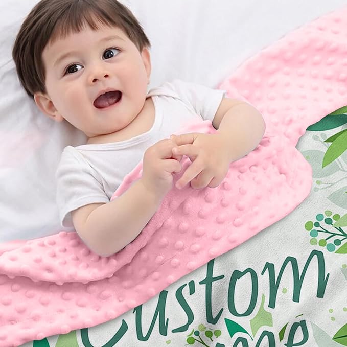 Personalized Baby Blankets for Girls, Custom Name Green Elephant Baby Blanket, Soft Receiving Blanket for Newborns and Toddlers, Ideal for Baby Showers and Nursery Decor