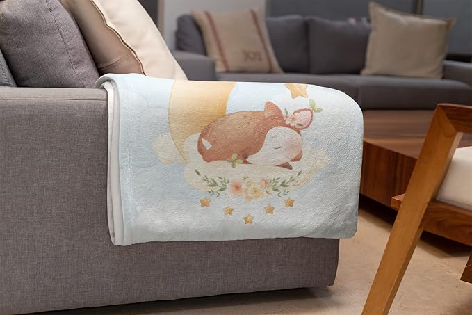 Personalized Baby Blankets with Name | Custom Fawn Blanket for Baby Girls and Baby Boys | Unisex Warm Soft Fleece Swaddle Blanket Minky | (Fawn, Fleece 30"x40"), Deer