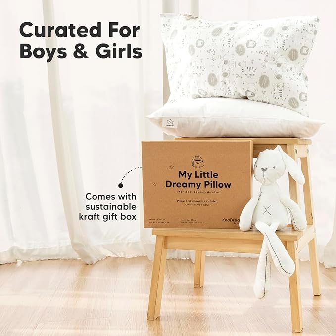Toddler Pillow with Pillowcase - 13x18 My Little Dreamy Kids Travel Bed Pillows for Sleeping, Organic Cotton Small Pillowcase, Soft & Breathable, Machine Washable, Toddlers 2-5 years old (Flora Vale)