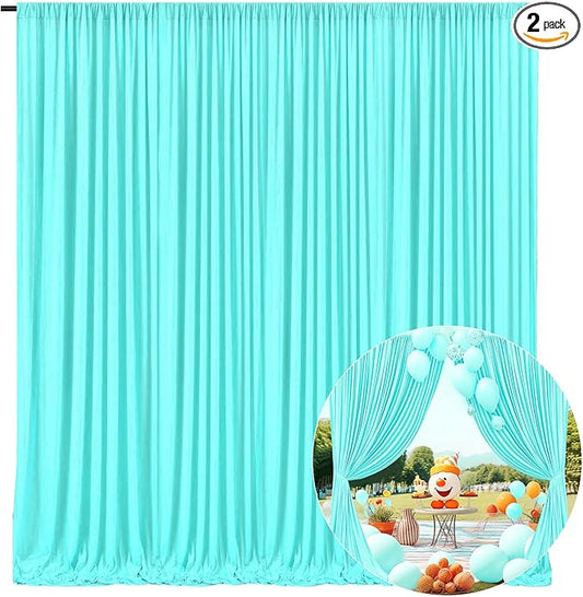 10 x 10 Feet Blue-Green Backdrop Curtain for Partie, Background Curtains for Photoshoot, Birthday, Wedding, Halloween, Thanksgiving, Christmas Day, New Year Party Decorations 5Ft x 10Ft, 2 Panels