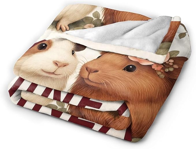 Cute Guinea Pig Throw Blanket Soft Cozy Fleece Fuzzy Plush Warm Stuff Bedding Blanket for Boys Girls Kids Adult Men Women 50"X60"