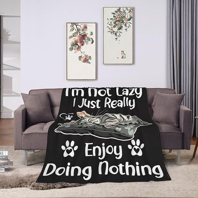Cat Blanket Funny Cats Throw Blanket Animals Flannel Stuff Merch Cozy Decor Fleece Soft Plush Fuzzy Warm Lightweight Bedding Cats Lover Gifts for Women Men Girl Boy Couch Soft 80"X60"