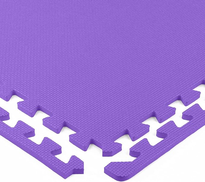 FlooringInc's 1/2" Soft Non-Toxic Baby Play Mat, Toddler Playmat, Colorful Puzzle PlayMat, Floor Mats for Kids & Babies, EVA Foam Interlocking Tiles for Nursery & Playroom | Purple, 35 Tiles, 140 SqFt