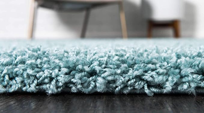 Unique Loom Solid Shag Collection Area Rug (2' 7" x 10' Runner Light Slate Blue)