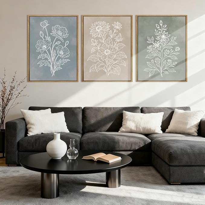 Anyzal Botanical Farmhouse Wall Art Floral Painting Boho Plant Artwork for Living Room Bedroom Dining Room 12x16 Inch Set of 3