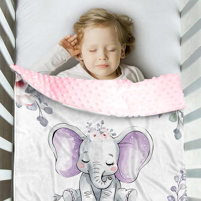 Personalized Baby Blankets for Boys Girls, Custom Name Light Purple Elephant Baby Blanket, Soft Receiving Blanket for Newborns and Toddlers, Ideal for Baby Showers and Nursery Decor
