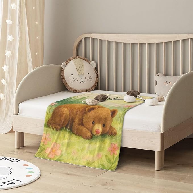 Ship Next Day Personalized Baby Blanket for Kids, Custom Baby Blanket with Name, Super Soft Flannel Blankets, Custom Bear Animal Blankets Baby Gifts for Christmas.