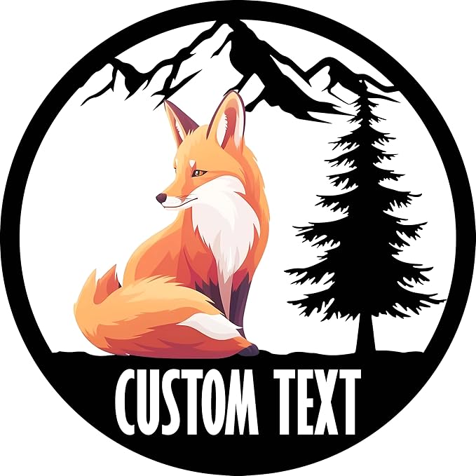 Custom Signs Outdoor Metal, Cabin Decor, Colorful Fox Wall Art for Bedroom Living Room Nursery, Personalized Birthday Gift for Wildlife’s Lover/Kids