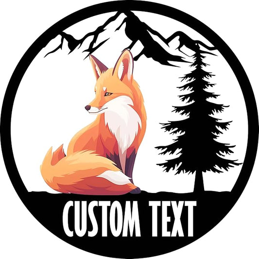 Custom Signs Outdoor Metal, Cabin Decor, Colorful Fox Wall Art for Bedroom Living Room Nursery, Personalized Birthday Gift for Wildlife’s Lover/Kids