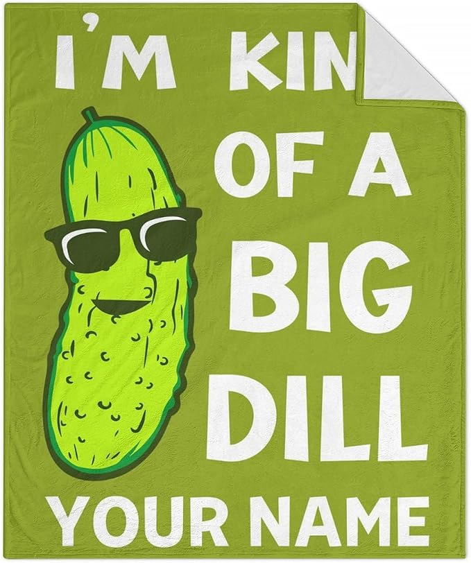 Custom Pickle Throw Blanket for Teen - 50x60 Inches Throw Size - Soft Fluffy Cozy Blankets Gift - Green Funny Blanket Throws for Living Room Decorative