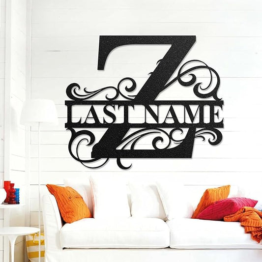 LULLBABYMALL Custom Metal Signs - Last Name Sign, Split Letter Monogram, Letter Z, Family Name Wall Art, Outdoor Metal Signs, Personalized Wedding Gift