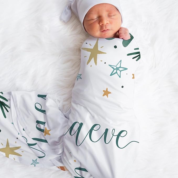 Personalized Baby's First Christmas Blanket, Custom Festive Season Baby Name Christmas Blanket, Soft Fleece Or Sherpa Throw, Baby Shower, Made in USA
