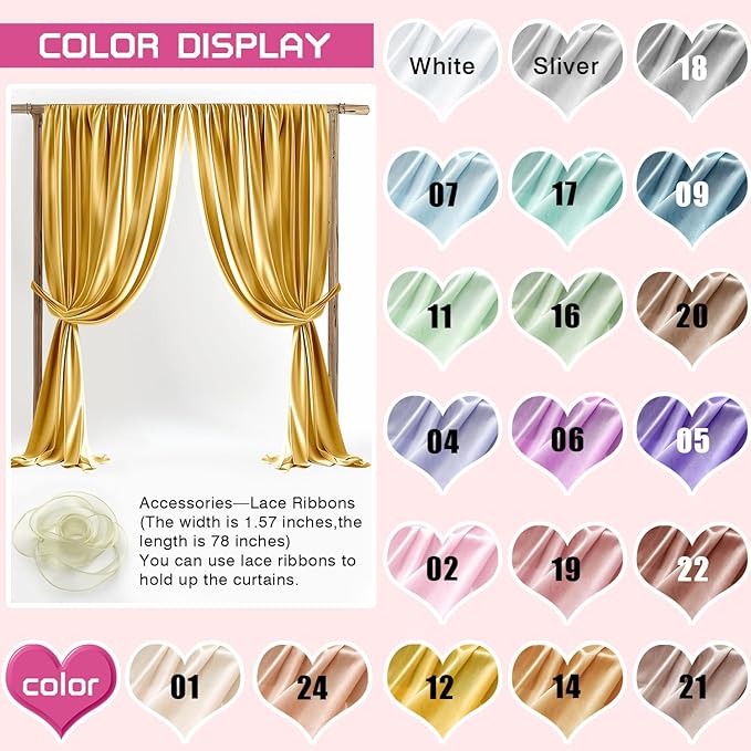 10x8ft Wedding Curtains Gold Backdrop Curtain for Parties Wrinkle Free Curtain Panels Ceremony Party Home Drape Backdrop for Photography Props W5' x H8'2 Panels YUNBSDJ067