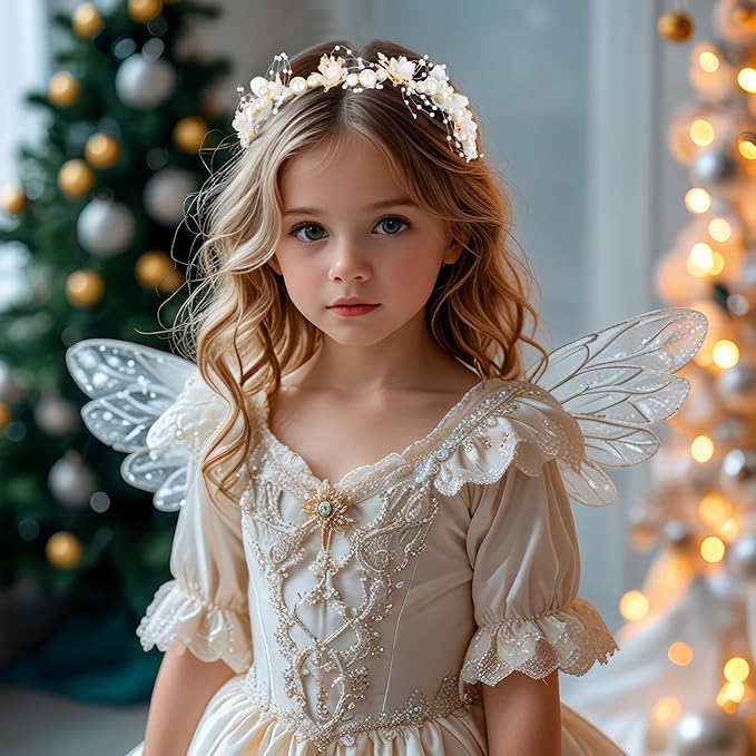 MAQUITA 4 Pcs Flower Girl Headpiece Rhinestone Crystal Wedding Headband Bridal Flower Headband for Girls Baby Hair