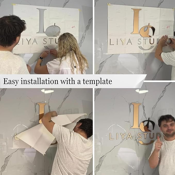 Custom Rose Gold Acrylic Logo Sign for Business Salon or Office Wall Signage (Rose Gold)