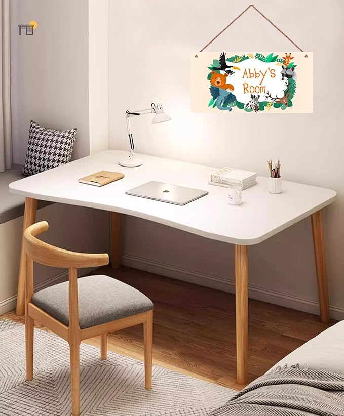Personalized Cartoon Cute Animals Sign For Kids Room Zoo Lion Monkey Bear Fox Sign Custom Name Boys Room Decor Wall Art Toddler Nursery Wood Plaque For Girls Bedroom
