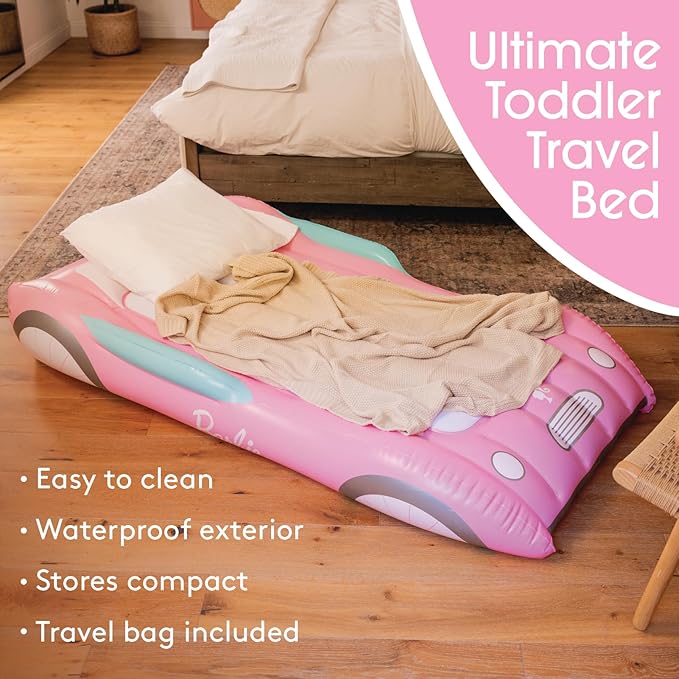 Barbie & FUNBOY Kids Sleepover Travel Bed & Air Mattress. Perfect for Sleepovers. Includes Carrying Storage Bag, Twin
